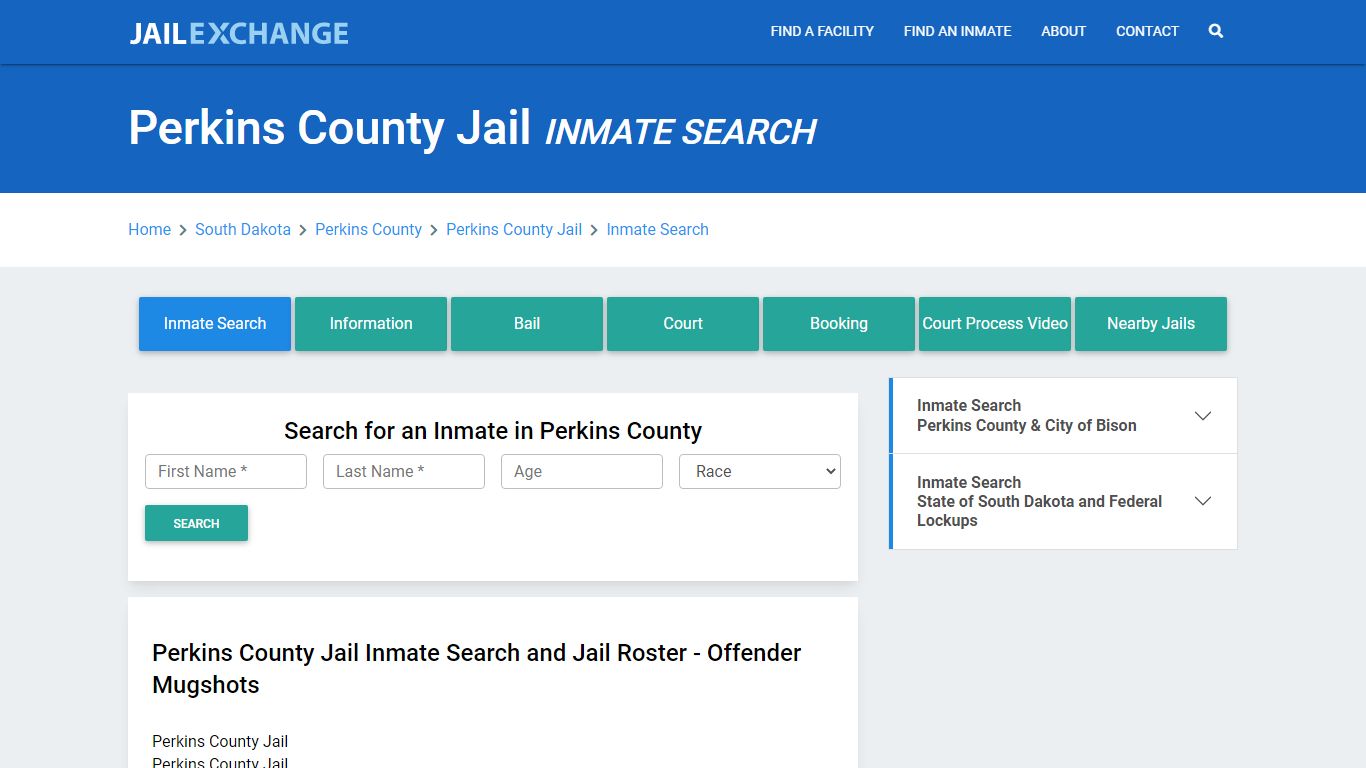 Perkins County Jail, SD Inmate Search: Roster & Mugshots