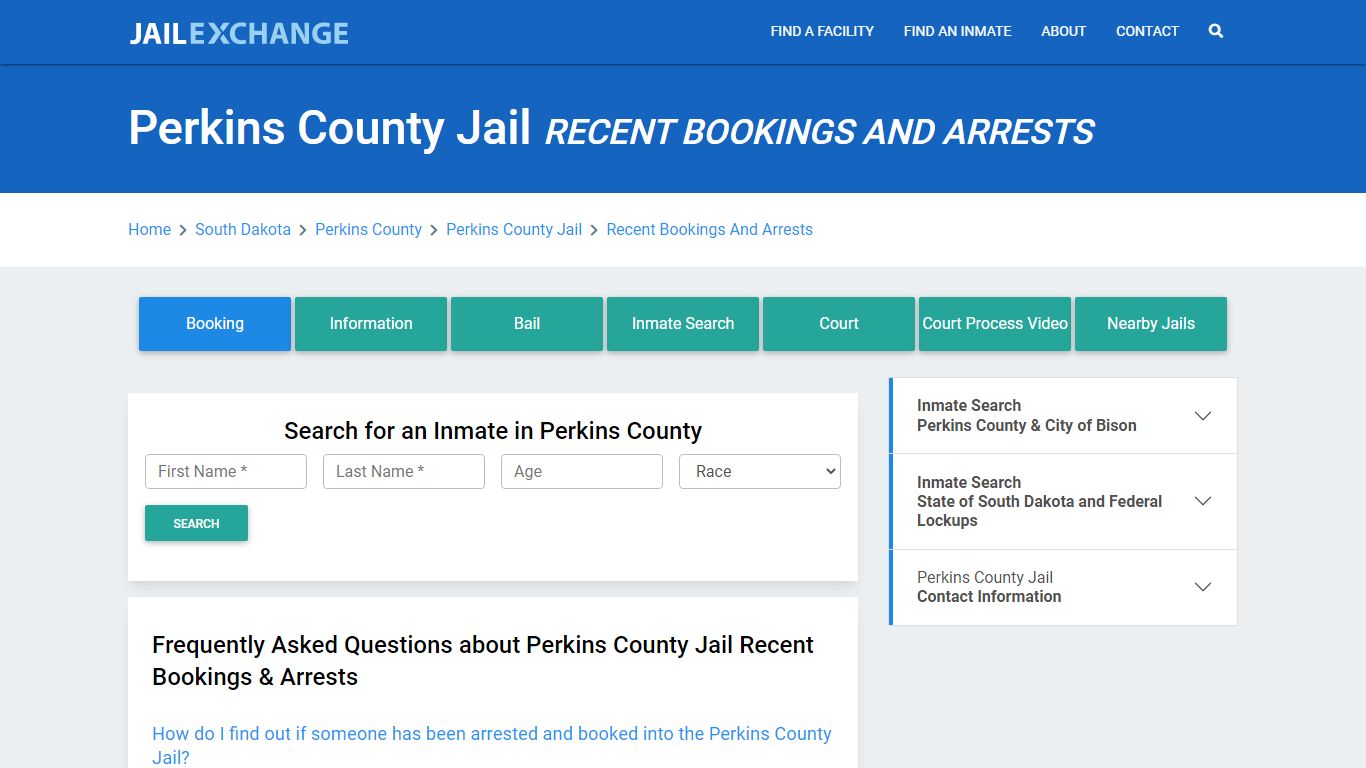 Perkins County Jail Recent Bookings And Arrests - Jail Exchange