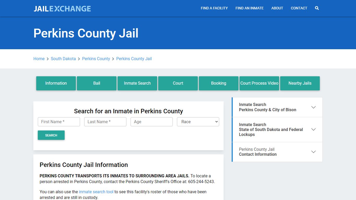 Perkins County Jail Roster Lookup, SD, Inmate Search