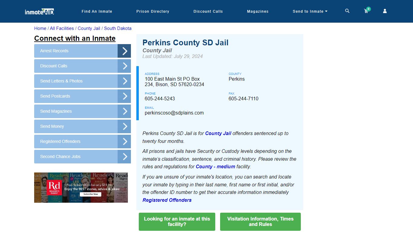 Perkins County SD Jail - Inmate Locator